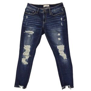 BKE Stella Jeans Women’s 29 Low Rise Slim Fit Skinny Ankle Distressed Denim Blue